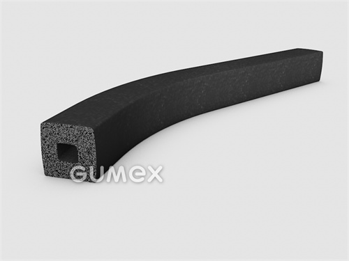 Mikroporézny profil štvorcový s dutinkou, 18x18mm, hustota 500kg/m3, EPDM, -30°C/+80°C, čierny